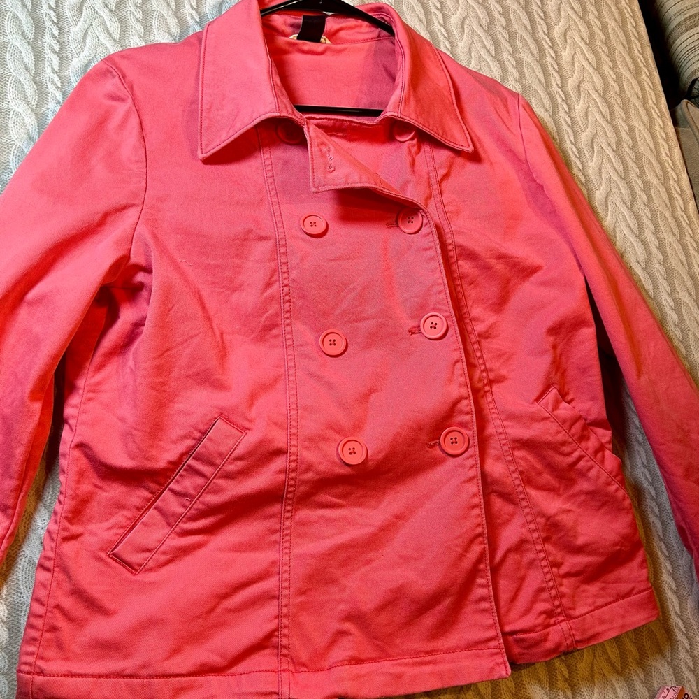GAP Women's Coral Double-Breasted Pea Coat